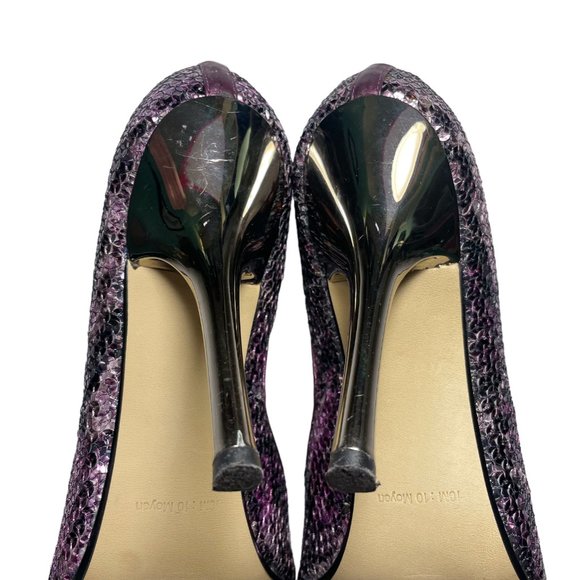 Guess Carrie Purple Sequin Metallic Glitter.Pointed Toe High Heel Stiletto Shoes - Picture 8 of 13